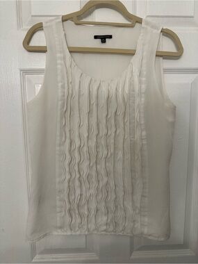 Rafaella‎ Studio White Sleeveless Ruffle Pleated Front Blouse Top Size M